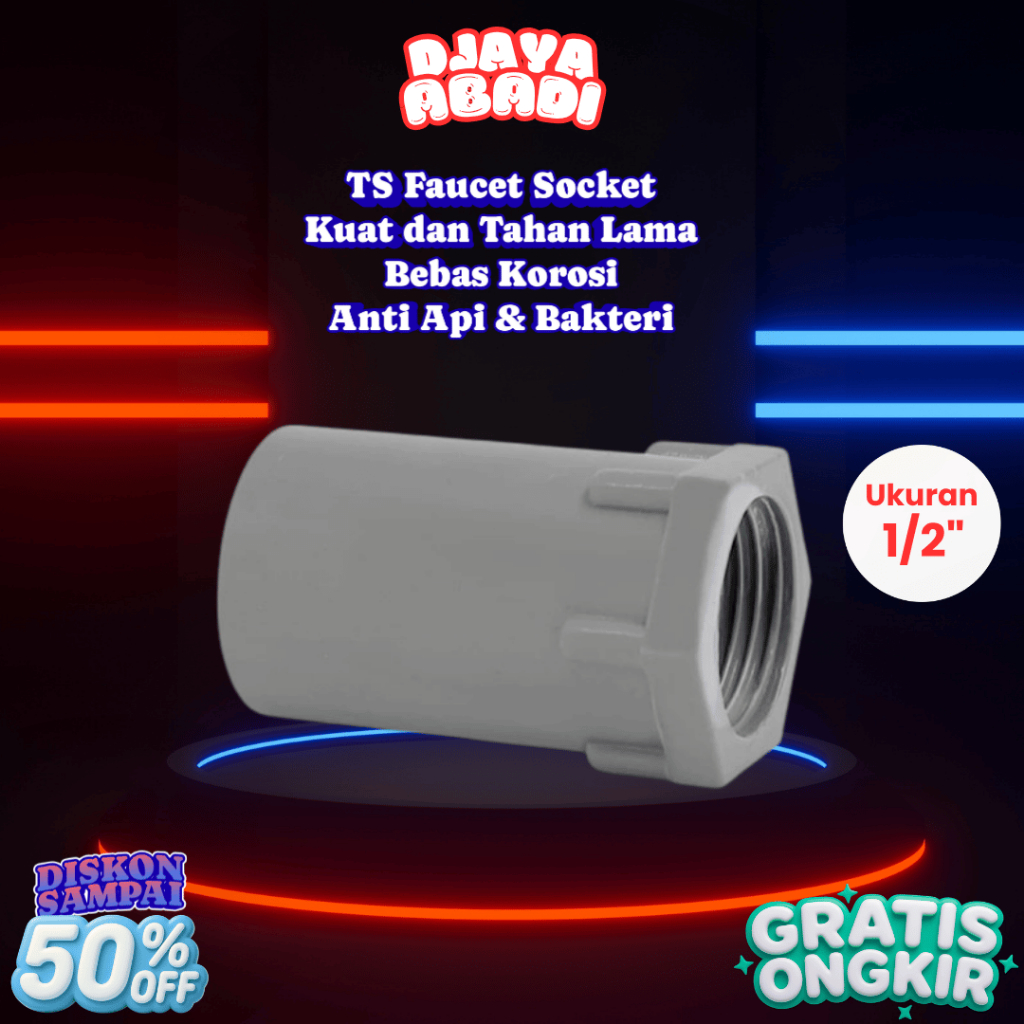 Sambungan Pipa PVC SDD Sok Drat Dalam 1/2 Inci - Fitting Pipa uPVC Trilliunpureflo TS Faucet Socket 