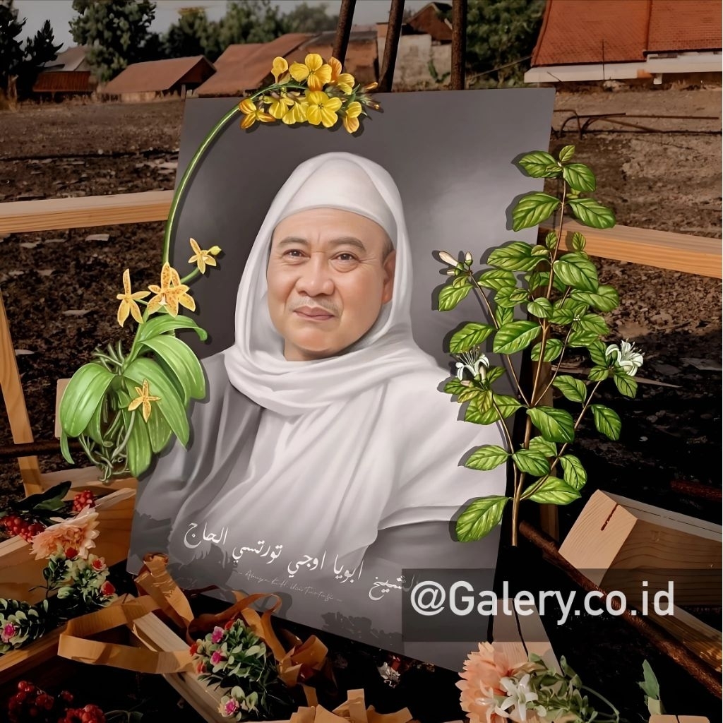 Lukisan Abuya Uci Turtusi diatas Papan MDF ukuran 30x40 Poster Ulama dan Habib Poster Kyai Hiasan Di