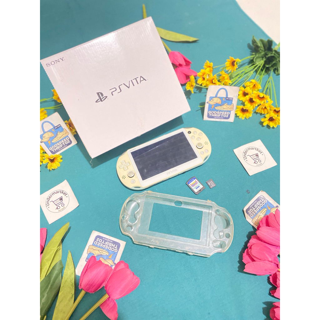 Sony PS Vita Slim PCH-2006 White Blue series OFW Include Box, Chargr, Card Game, Memo 16 GB dan Hard