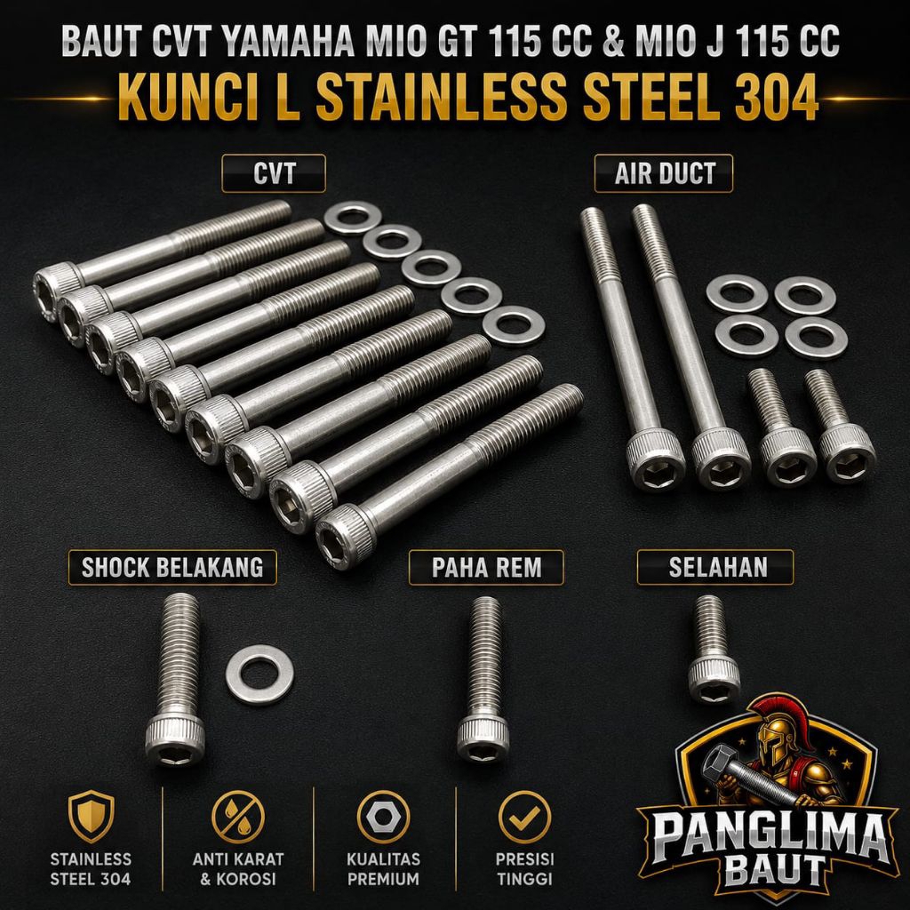 Baut CVT Mio Gt 115 Mio J 115 Mio Soul Gt 115 Kunci L Stainless Steel