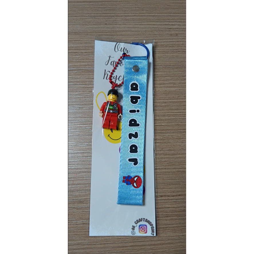 WEBBING KEYCHAIN CUSTOM NAMA / GANTUNGAN KUNCI KAIN / GANTUNGAN KUNCI LEGO CARACTER