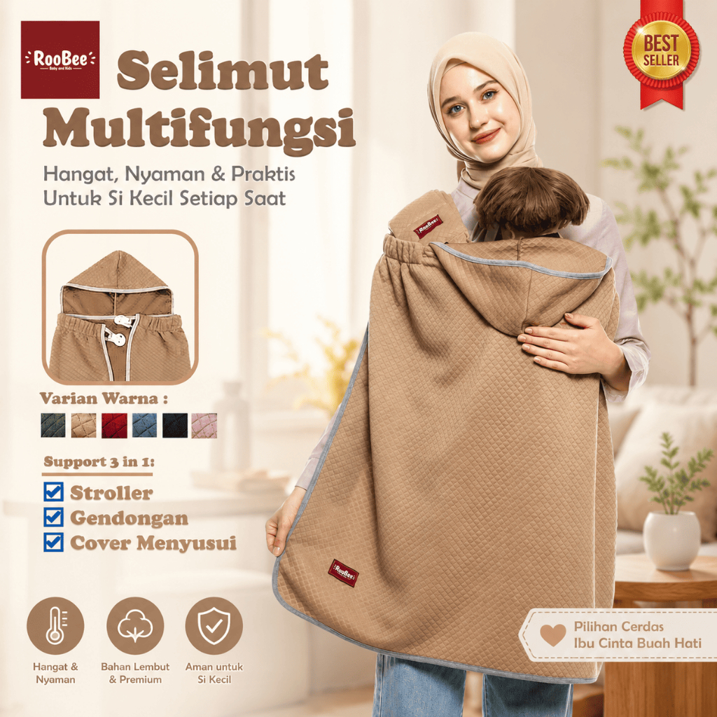 Blanket On The Go Selimut Bayi Clip On Penutup Menyusui 3in1 Diamond Knit Polos Premium RooBee