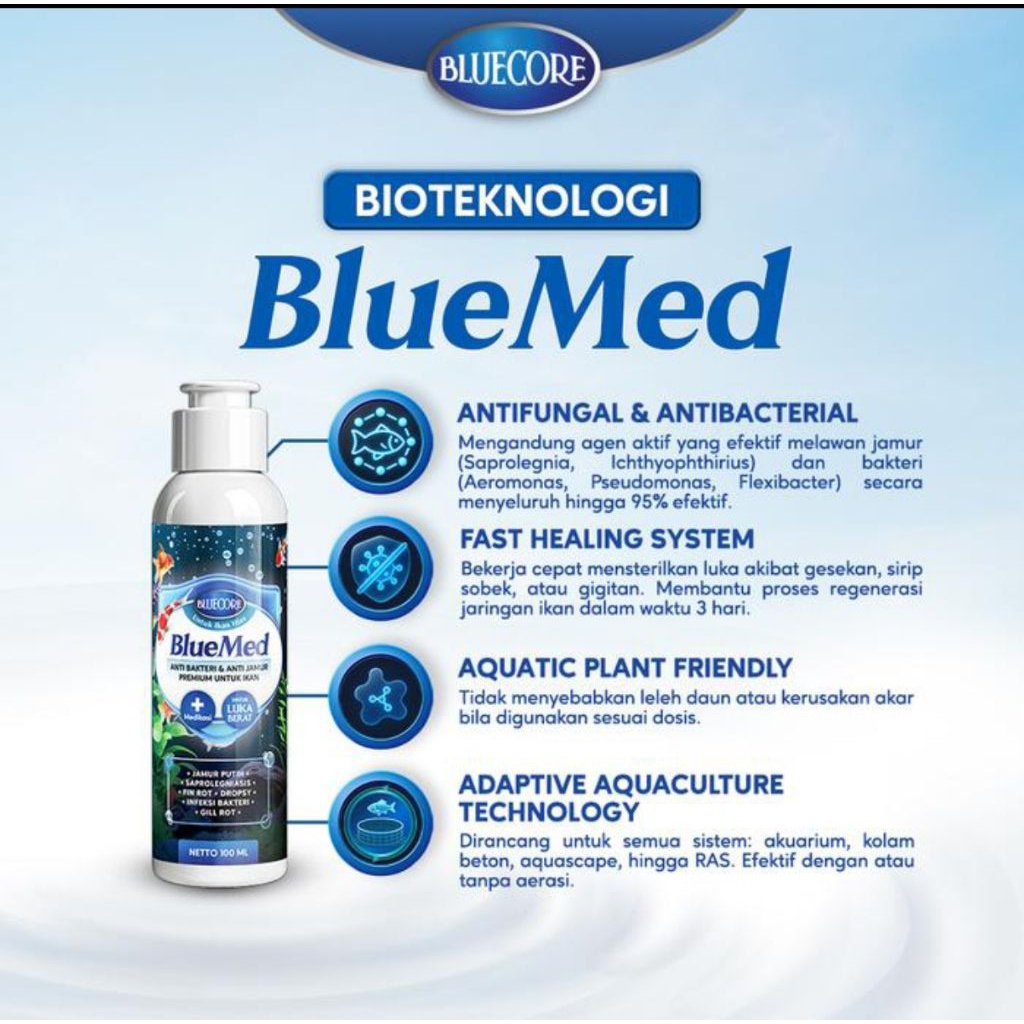 BLUECORE BLUEMED Cairan anti jamur dan anti microba ikan