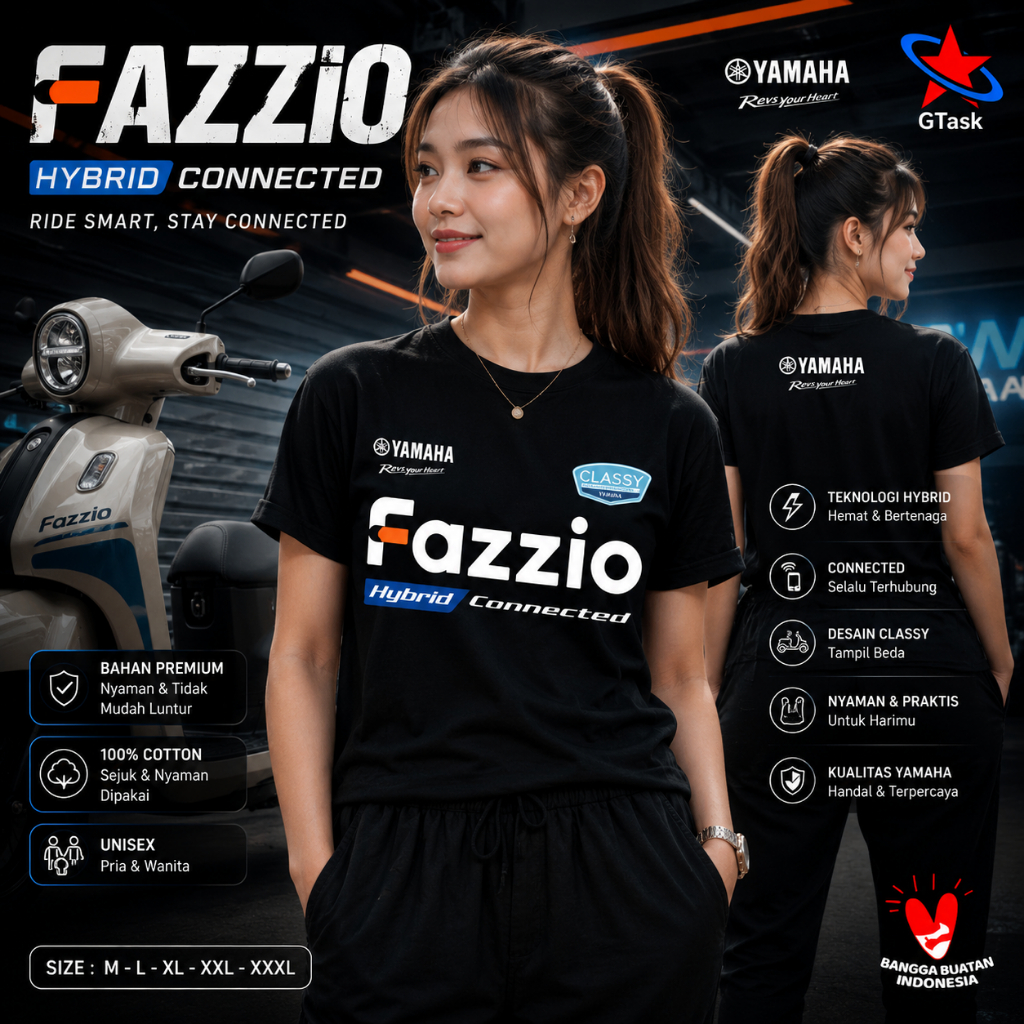 Kaos Motor Fazzio Hybrid / Tshirt Fazzio Yamaha / Xshirt Terlaris