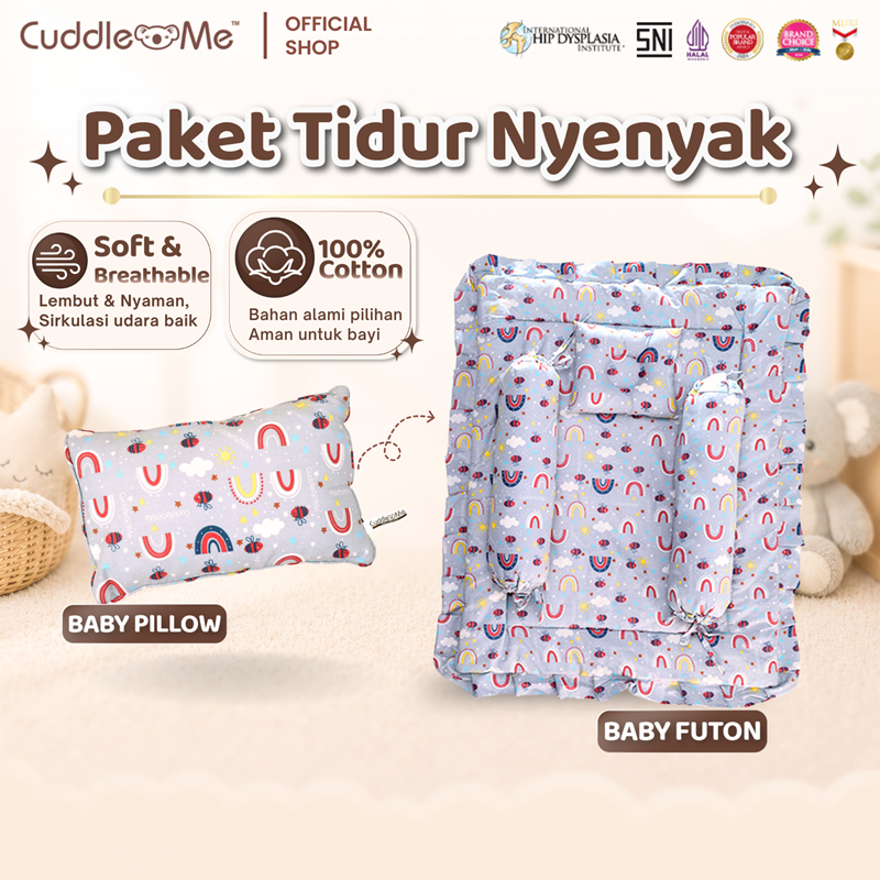 CUDDLEME Sweet Dreams Set Paket Matras Futon Adem + Baby Pillow Bantal Bayi Empuk Lembut