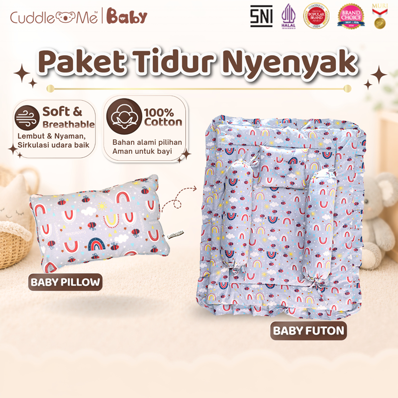 CuddleMe Set Tidur Nyenyak Paket Matras Futon Adem + Baby Pillow Bantal Bayi Empuk Lembut
