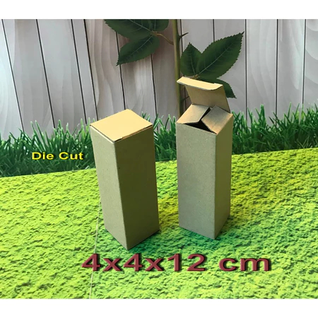 Box Kardus Karton Ukuran 4x4x12cm Dus Die Cut Coklat Polos Kardus E Flute Single Wall Box Packing So