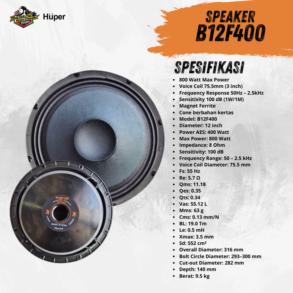 B12F400 SPEAKER SUBWOOFER HUPER