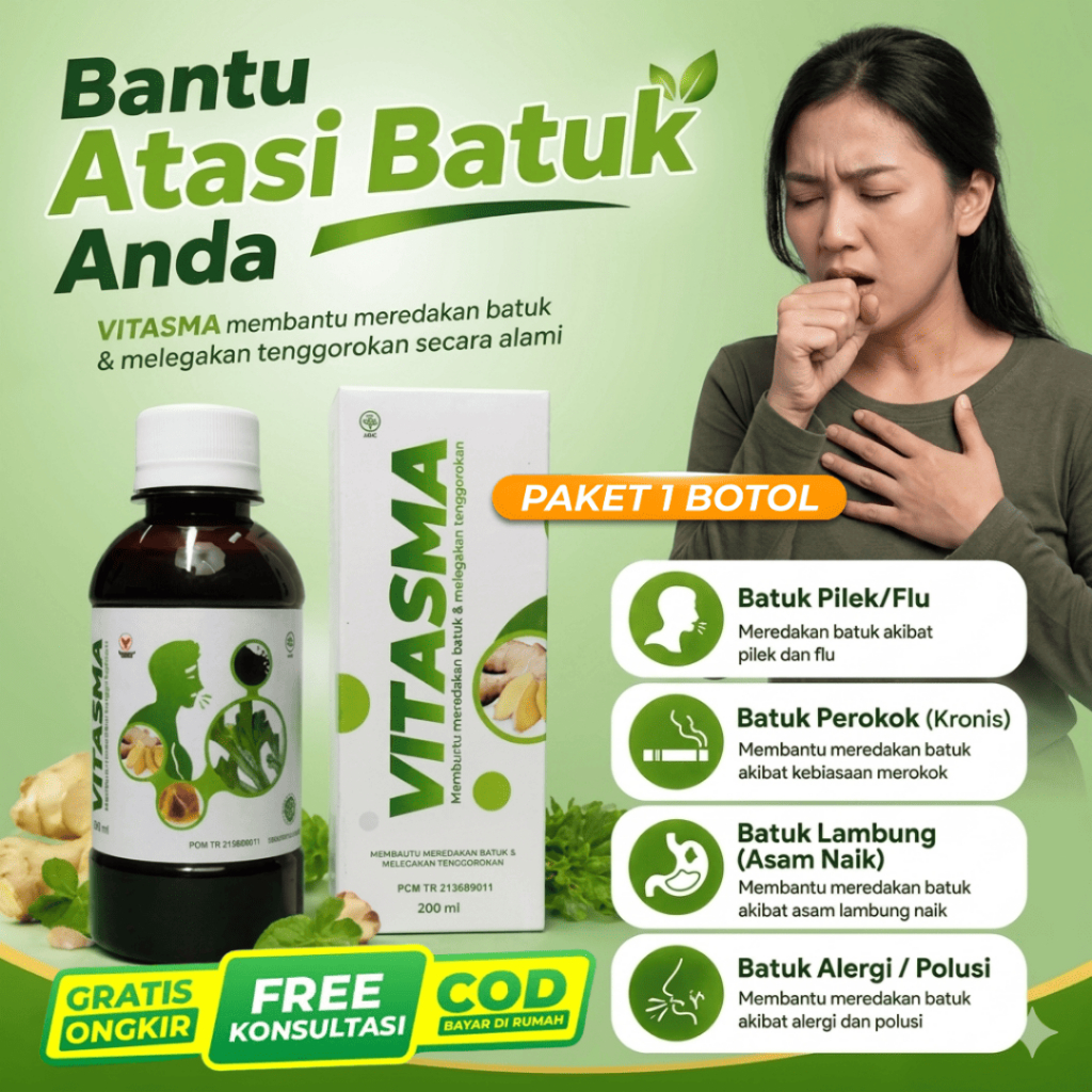 1 Botol Vitasma Madu Herbal Obat Batuk Berdahak Kering Original Obat Batuk Dewasa MADU ISPA