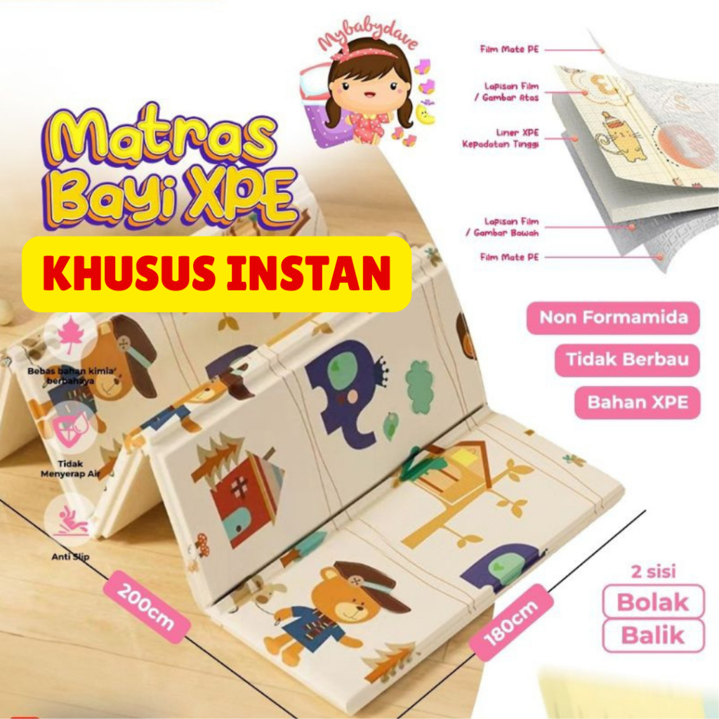 KARPET LIPAT BAYI PLAYMATE 180x200 TEBAL 16MM - PLAYMAT KARPET BUSA ANAK KHUSUS INSTAN