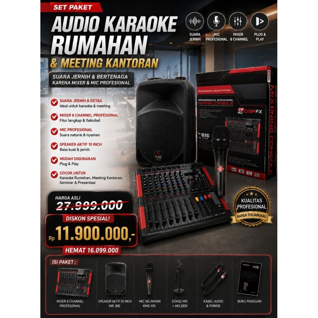 SET PAKET AUDIO KARAOKE RUMAHAN & MEETING KANTORAN