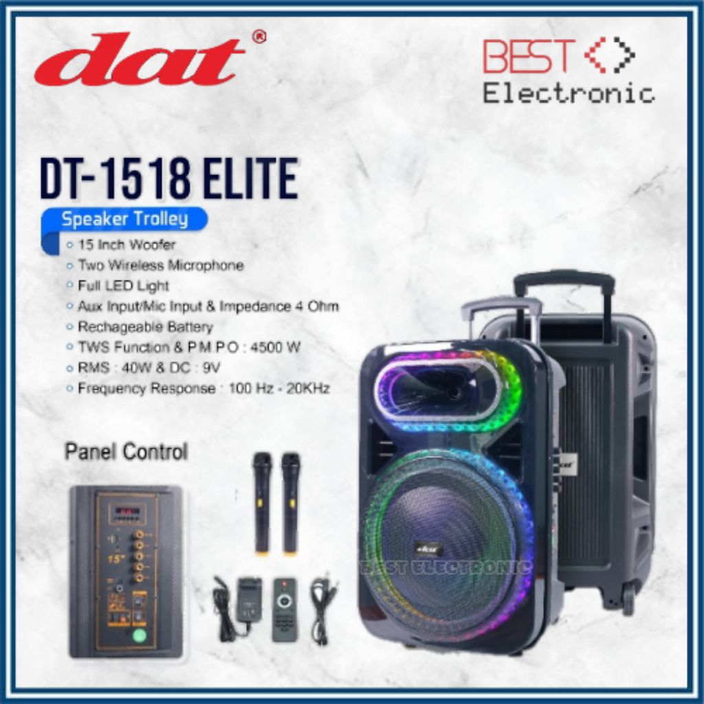 SPEAKER AKTIF TROLLEY 15 INCH DAT DT 1518 ELITE DT-1518 ELITE BLUETOOTH