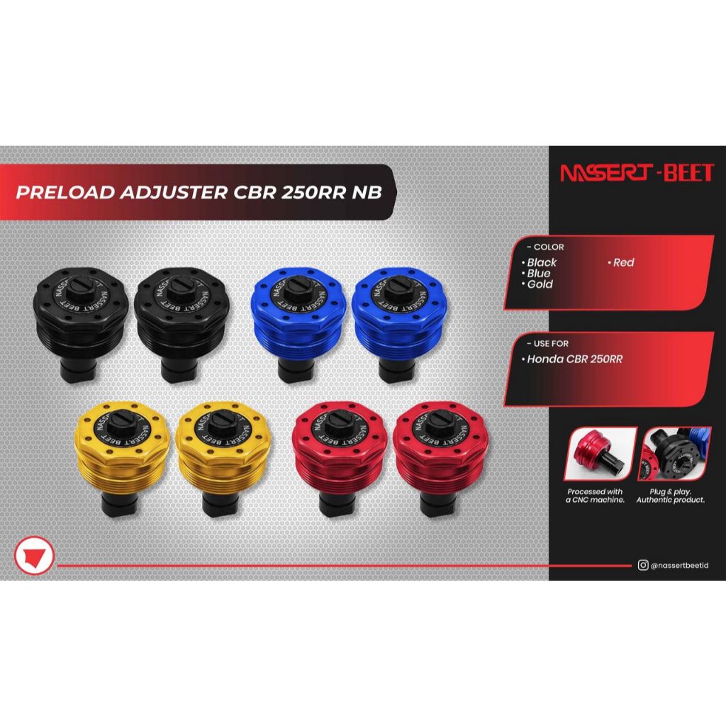 Preload Adjuster CBR 250RR CNC Nassert Beet | Setelan Shock Depan Honda CBR 250 RR