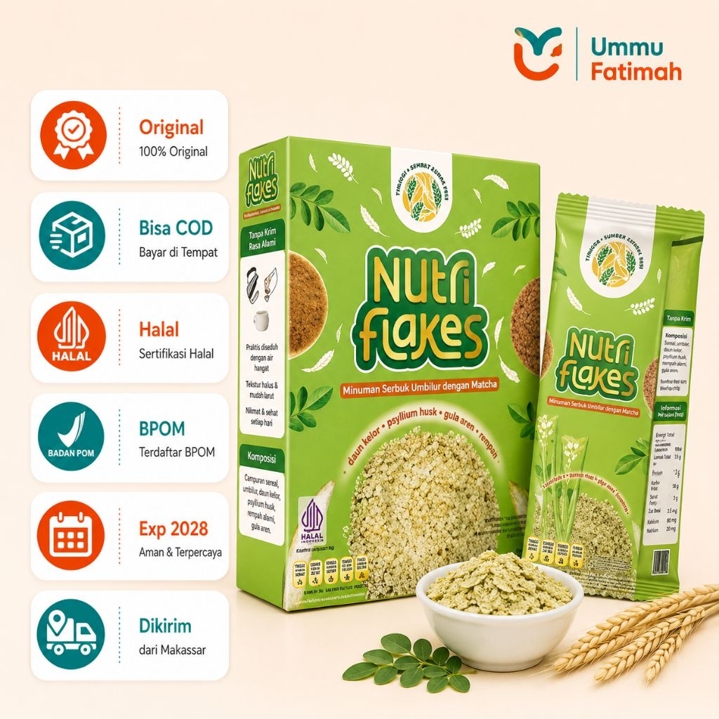 NUTRIFLAKES MAKASSAR - Sereal Asam Lambung Maag GERD Tinggi Serat Diet Sehat Pencernaan BPOM Halal 2