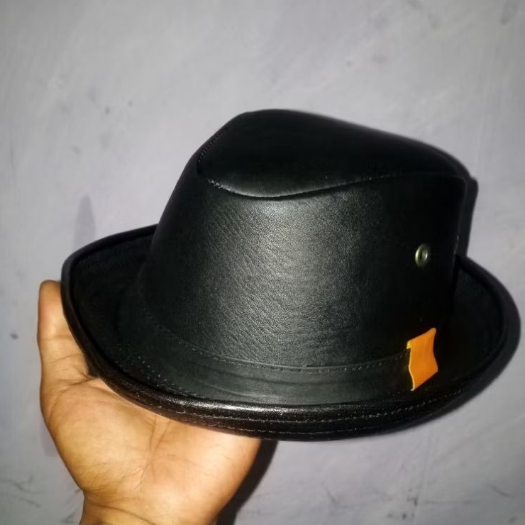 Kulit Asli Topi Laken Fedora Premium,Kulit Sapi