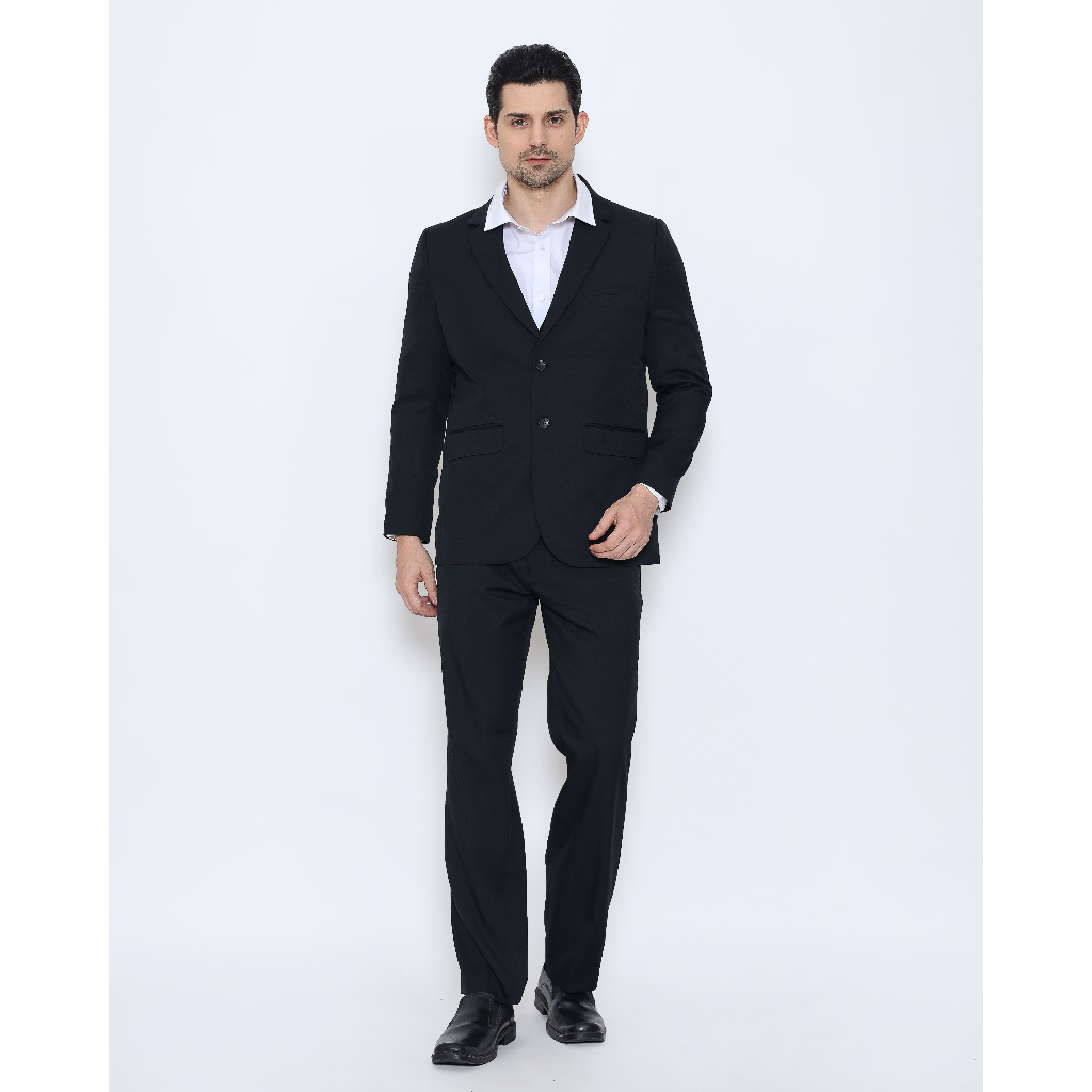 SCHOELLER COLLIN-S2 Setelan Jas Pria Hitam Slim Fit Suit Formal 2 Kancing Premium