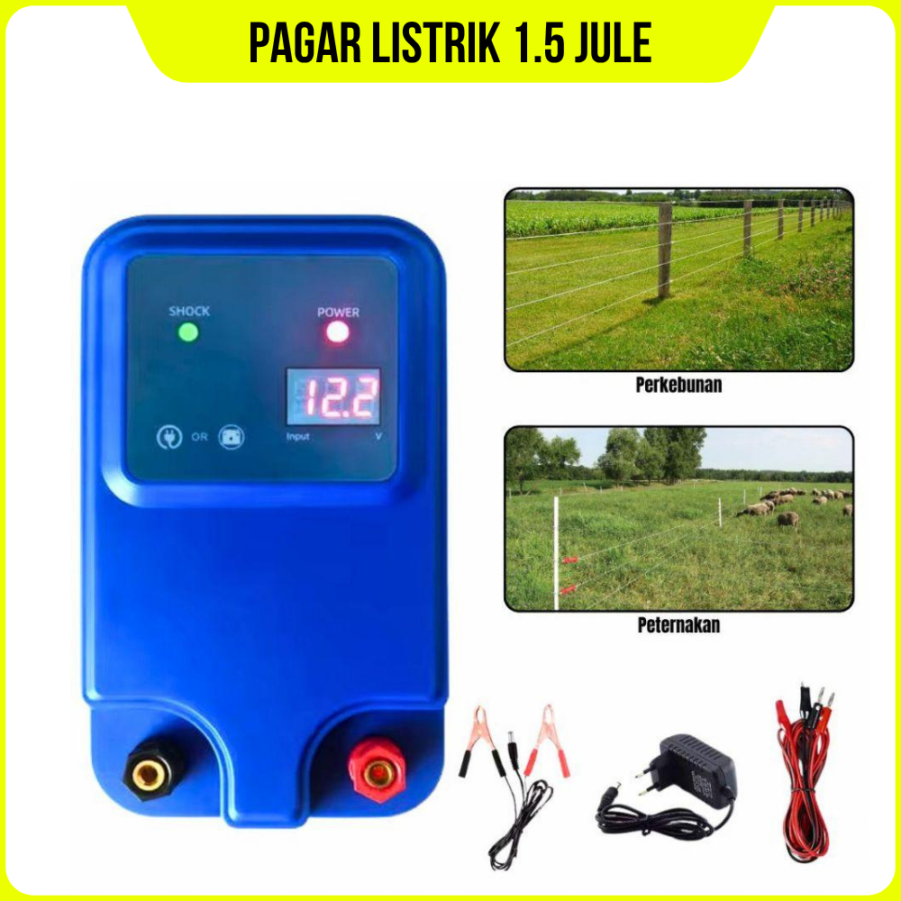 Pagar Listrik 1.5 Joule Electric Fence Energizer untuk Keamanan Ternak & Kebun