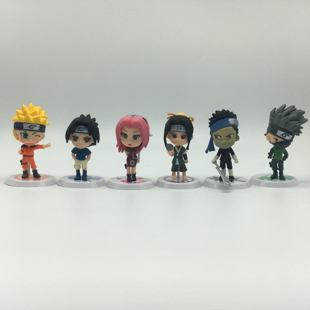 Set Mini Figur Anime Naruto 6 Pcs, Karakter Lucu, Figur Koleksi Anime