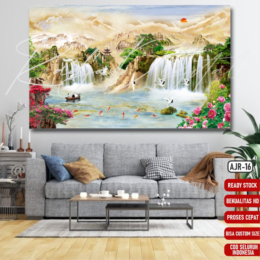 PROMO VIRALL Wallpaper dinding air terjun 3 dimensi stiker dinding motif air terjun 3D premium bahan