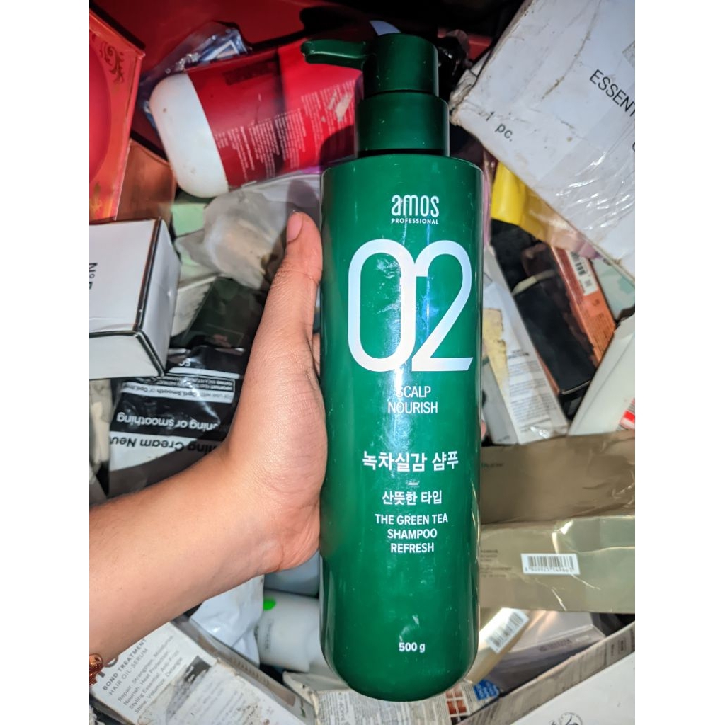 Amos Scalp Nourish The Green Tea Shampoo Refresh 500g (Rijek kemasan)