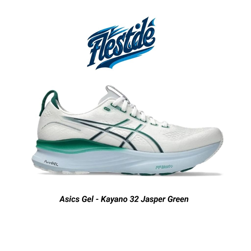 Sepatu Lari Pria Asics Gel Kayano 32 White Jasper Green
