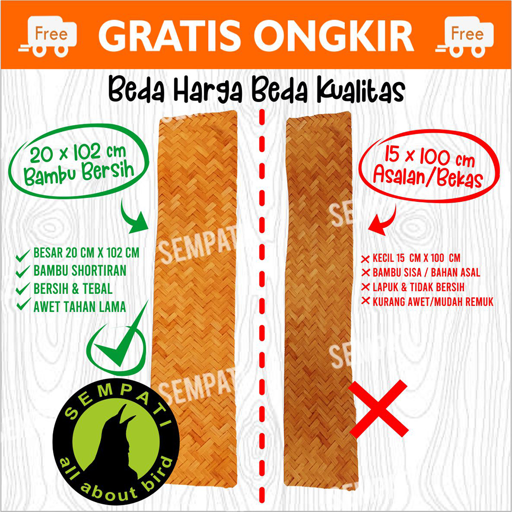 SEMPATI Besek Walet Sirip Sarang Walet Besek Anyaman Bambu Panjang Besek Anyaman Pelapis Sarang Wale