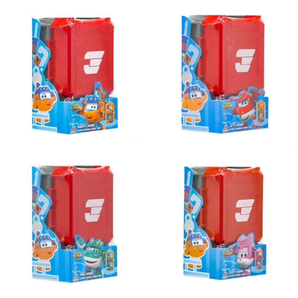 ALPHA GROUP PLAYSET SUPERWINGS HOME VISIT JETT/DIZZY/MARTY/TINO MAINAN KENDARAAN ANAK FIGURE SUPER W