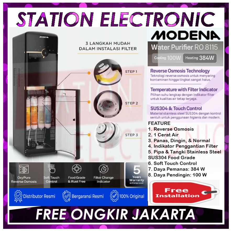Modena RO 8115 / RO8115 / RO-8115 Water Purifier Black - Gojek/Grab