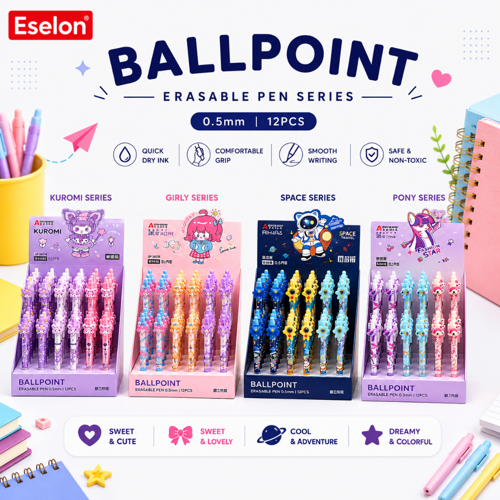 1pcs Pulpen Hapus Cetek Kepala / 1buah Pulpen Cetek Hapus Karakter