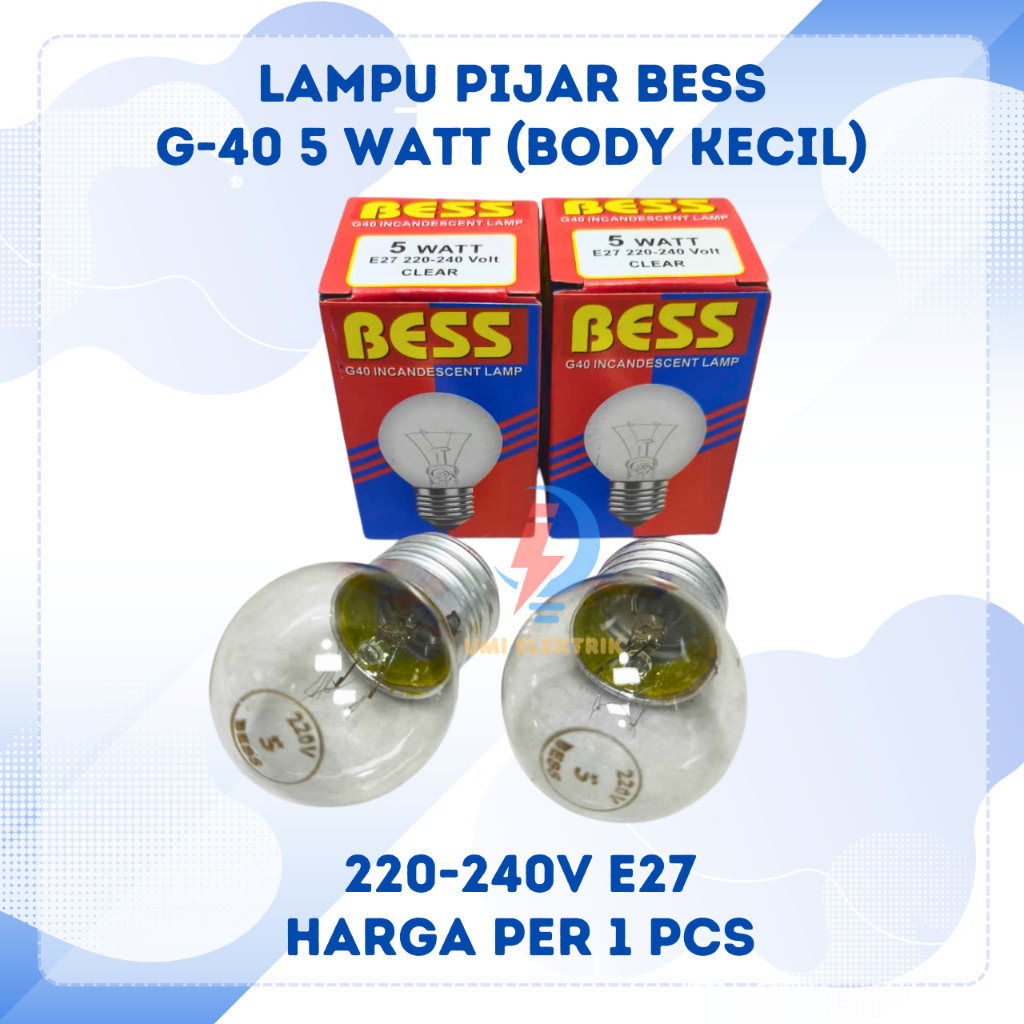 Lampu Pijar Bohlam BESS G40 5 Watt - Cahaya Kuning, Hemat Energi, Cocok untuk Ayam
