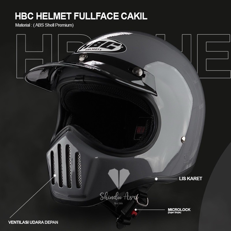 HELM CAKIL HBC NEW HELM RETRO FULL FACE SNI ORIGINAL