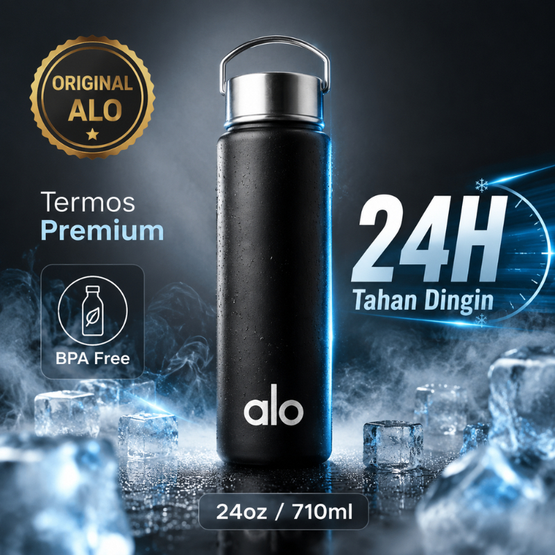 ALO Yoga Water Bottle Original Termos Stainless Steel 24oz 710ml Botol Minum Premium Tahan Dingin 24
