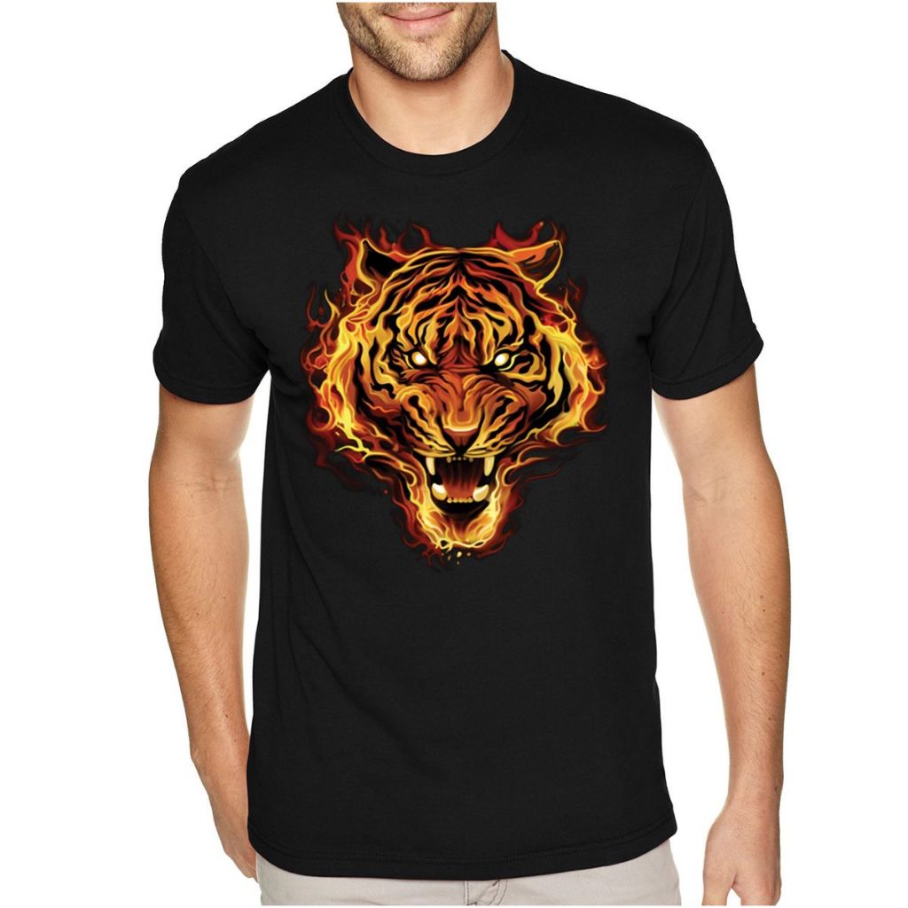 Baju Kaos Pria Distro Gambar Macan Api dewasa m -3xl dan anak 1-10 tahun Atasan Oblong