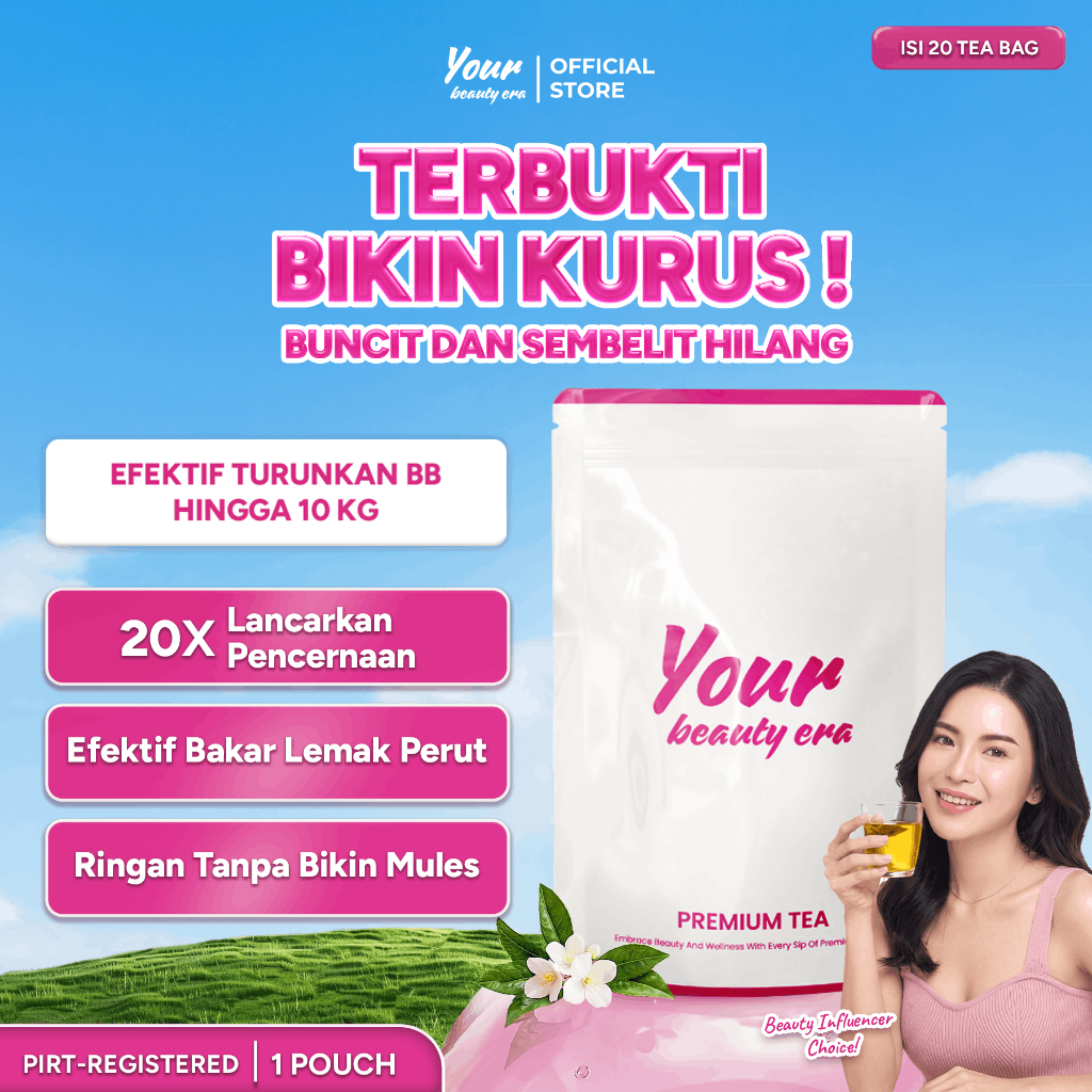 Your Beauty Era Premium Slimming Tea 1 Pouch isi 20 Teabag | Teh Pelangsing Penurun Berat Badan PIRT