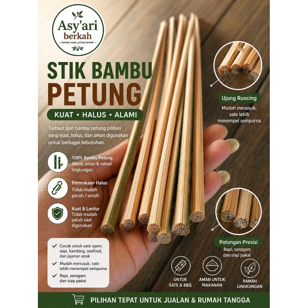 Stik bambu petung asli | Bahan Arrow/ Kerajinan/ Tusuk DIY / Kuat halus awet