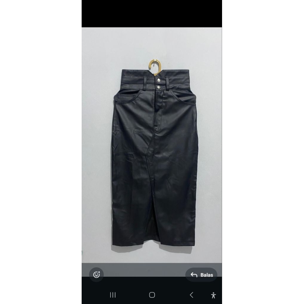 rok kulit, vest, rabbani preloved