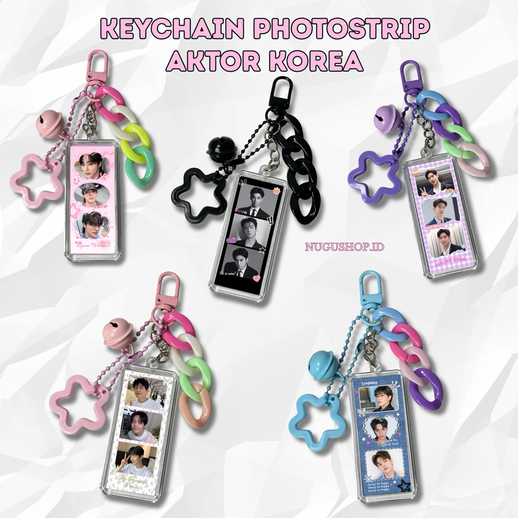 AKTOR KDRAMA KOREA KEYCHAIN PHOTOSTRIP - Ganci byeon Wooseok cha Eunwoo dll