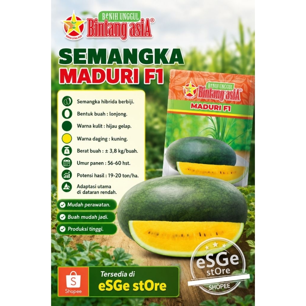 Bibit benih Semangka Berbiji Kuning Maduri F1 20Gr
