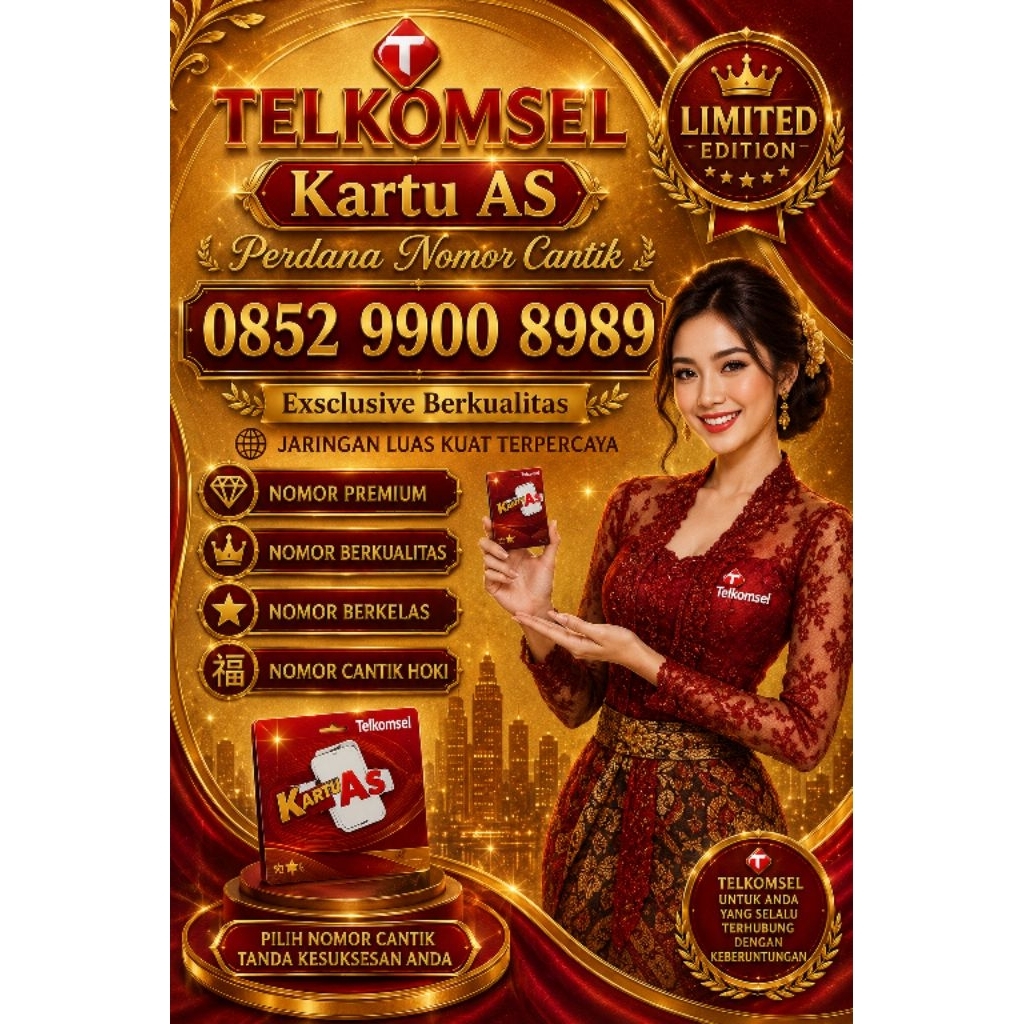 Nomor Cantik Premium Telkomsel Exsclusive Kartu AS Berkelas Varian Angka Super Hoki Berkualitas Limi