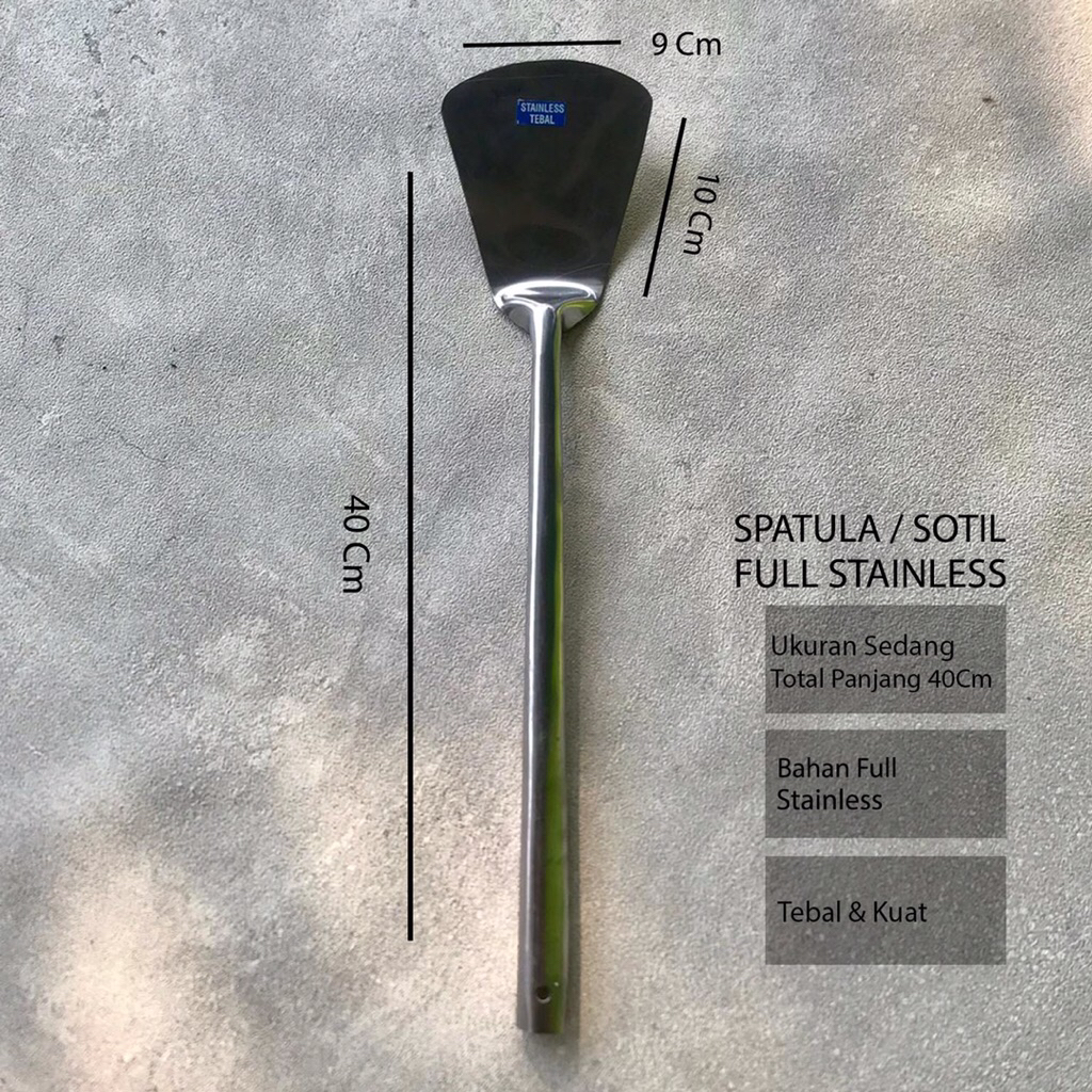 Spatula Stainless Steel, Sutil Stainless, Sodet Masak Premium Ukuran Sedang