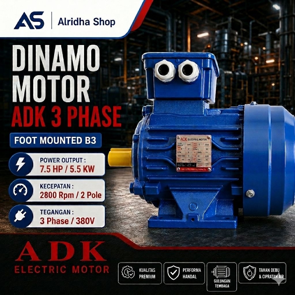 Dinamo ADK 7,5 HP 3 Phase 2800 Rpm 380V 2 Pole Dinamo Elektro Motor 7,5HP 7.5