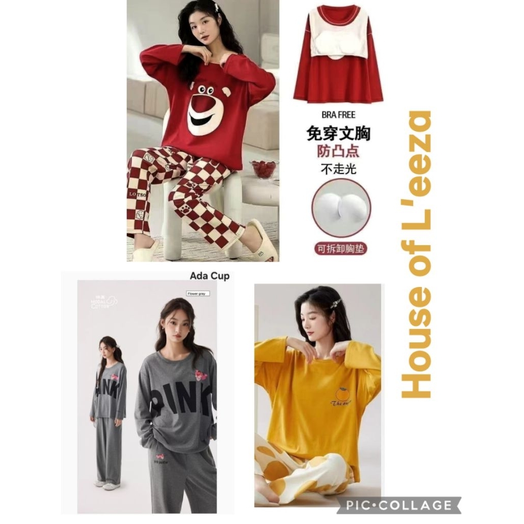 PIYAMA PP CUP BRA LEISURE WEAR VOL.1 NEW ARRIVAL/ Baju tidur sleepwear busa bh