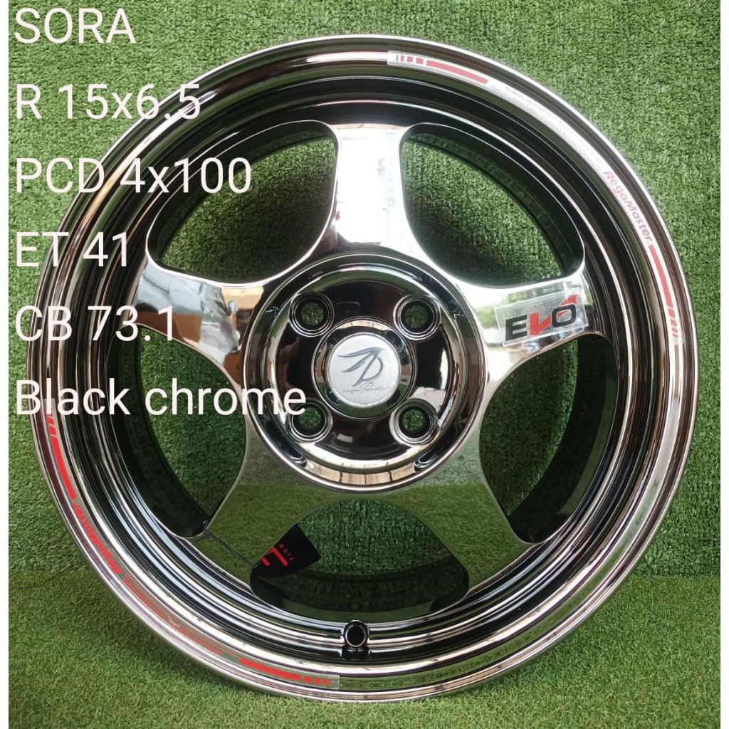 Velg Mobil Spoon Evo Ring 15x6.5 PCD 4x100 ET 41 Black Chrome