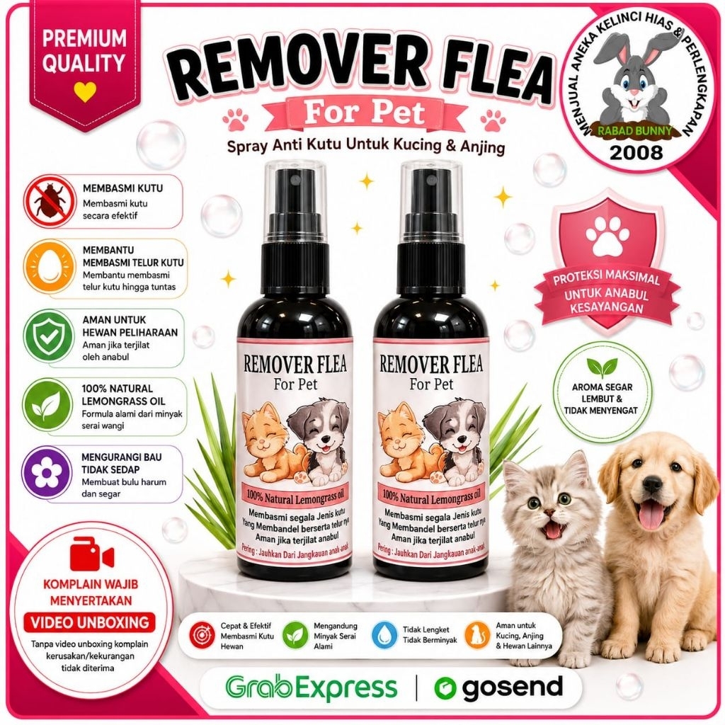 Obat Anti Kutu Pembasmi  Spray Anti telur  Kutu Kucing Anjing Aman Terjilat