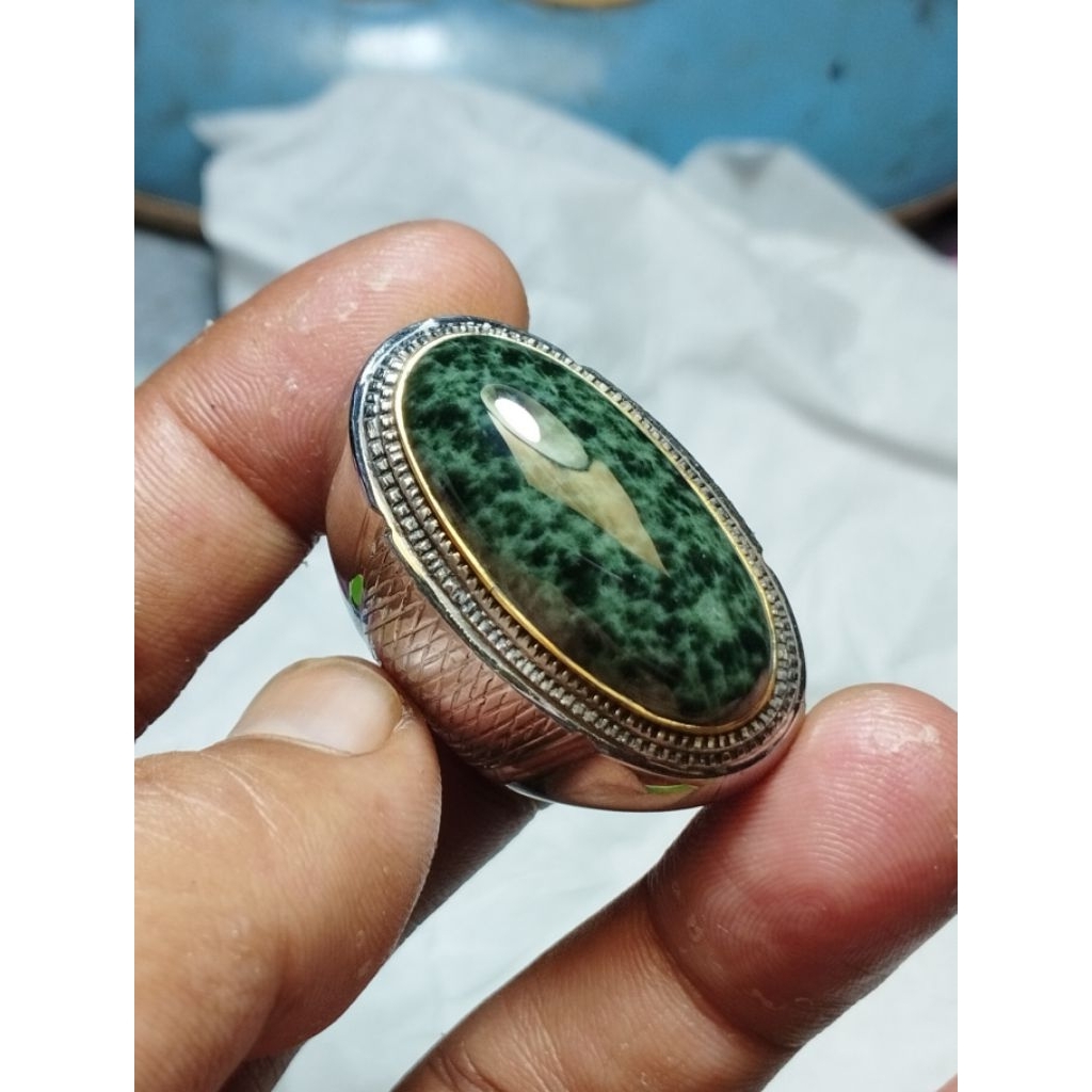 batu cincin giok nabire papua jedite jade totol motif keristal