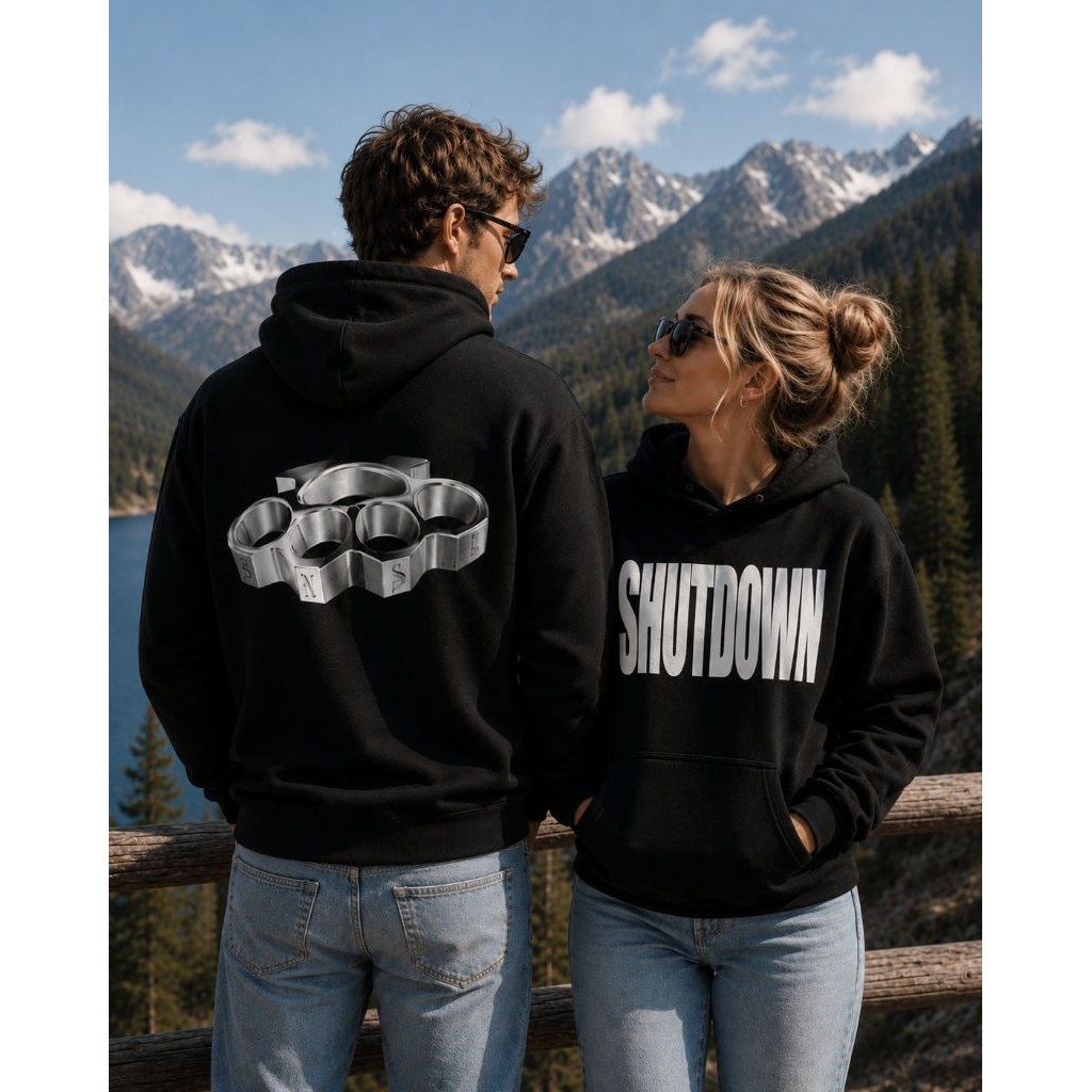 Hoodie Snsb Artikel Shutdown Katun Fleece Hitam
