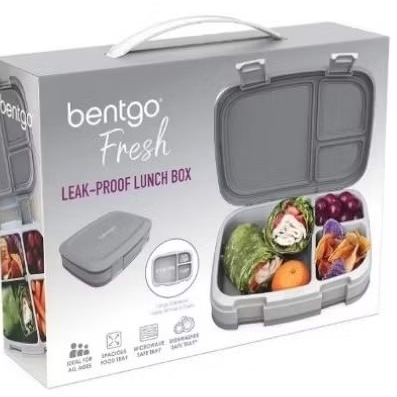 Bentgo Fresh – Leak-Proof, Versatile 4-Compartment Bento-Style Lunch Box (Gray)