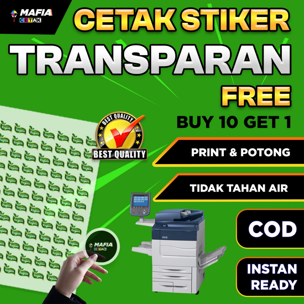 CETAK STIKER TRANSPARAN A3+ MURAH