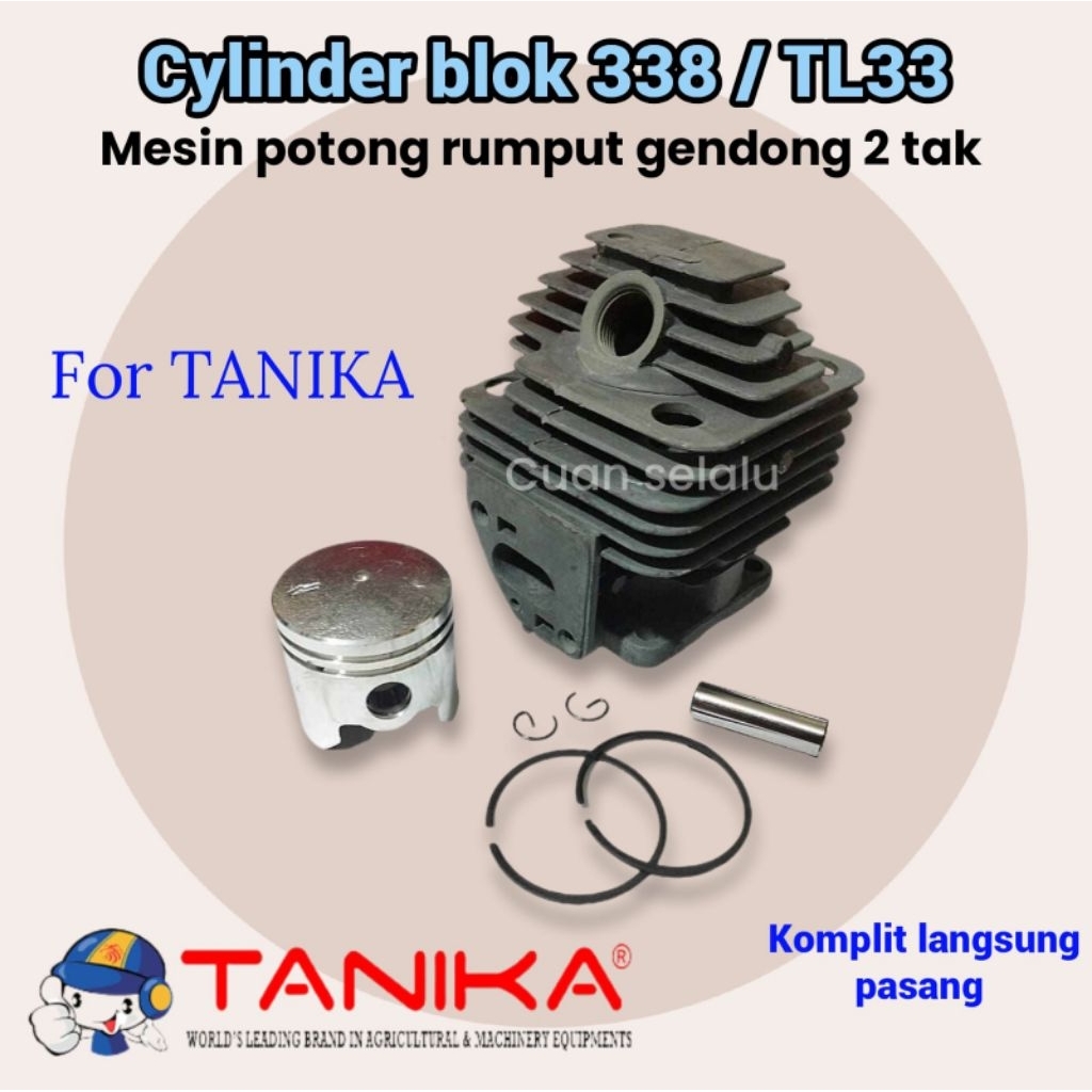Cylinder blok 338 / TL33  komplit piston seher mesin potong rumput gendong 2 tak TANIKA TNK 338 sili