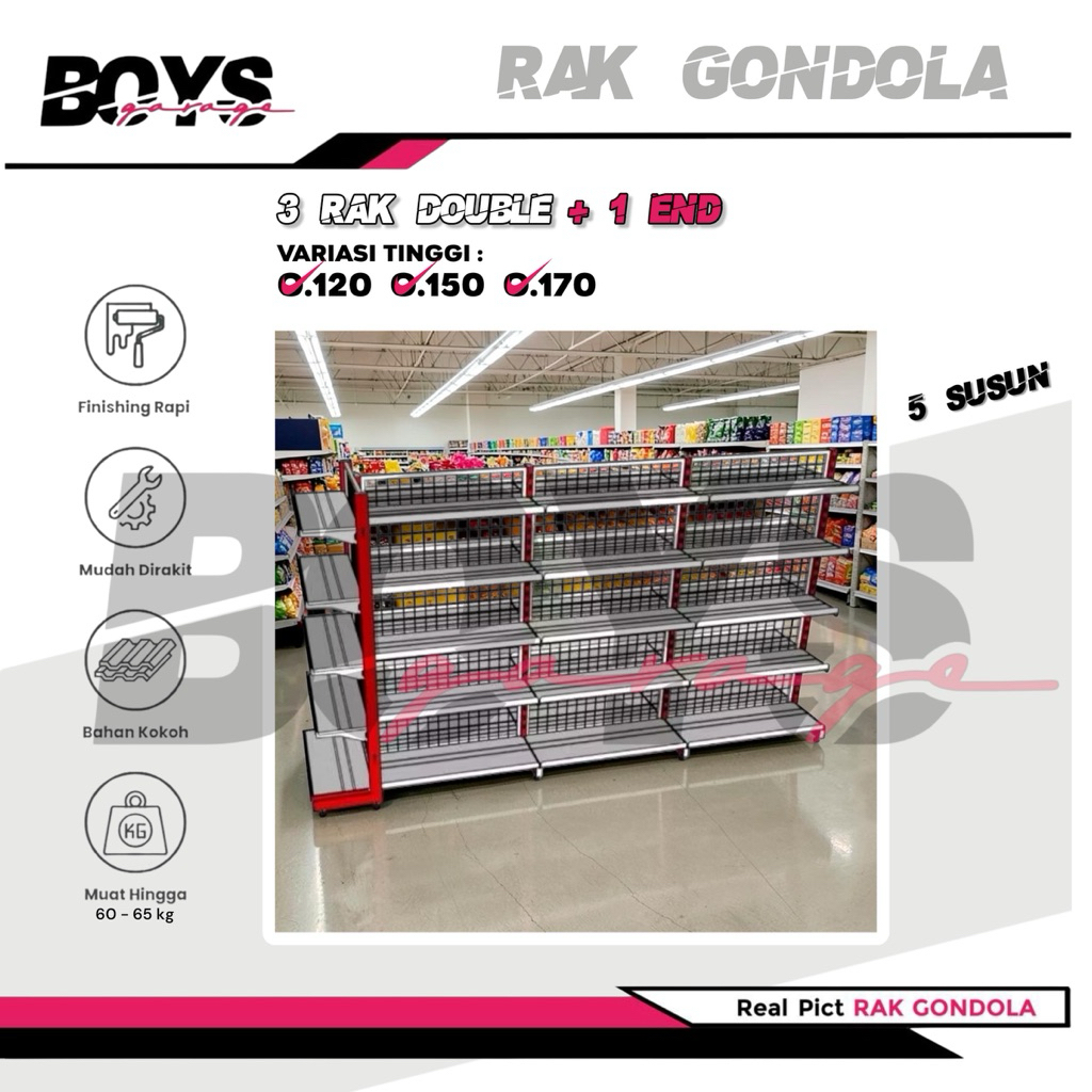 Rak Minimarket 4 Paket Hemat - 5 Susun , 4 Rak minimarket Double 1 Starting - 2 Jointing & 1 Rak END